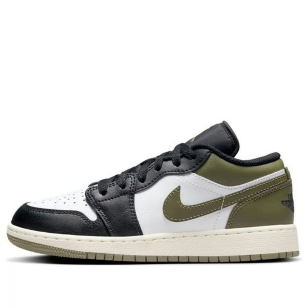 Giày (GS) Air Jordan 1 Low ‘Black Toe Medium Olive’ 553560-092