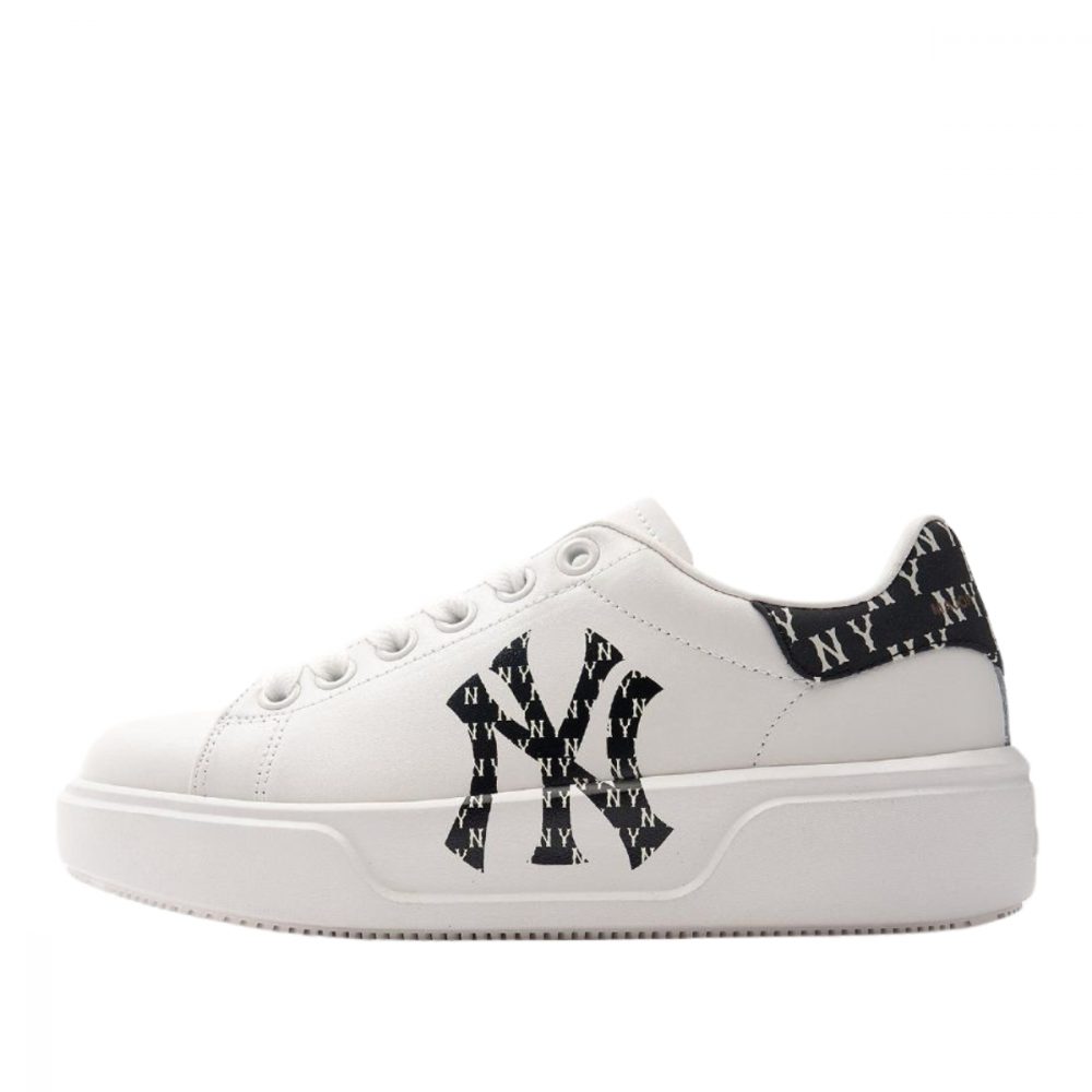 Giày MLB Chunky Classic A Heel Monogram New York Yankees White Black 3ASXCCH3N-50BKS
