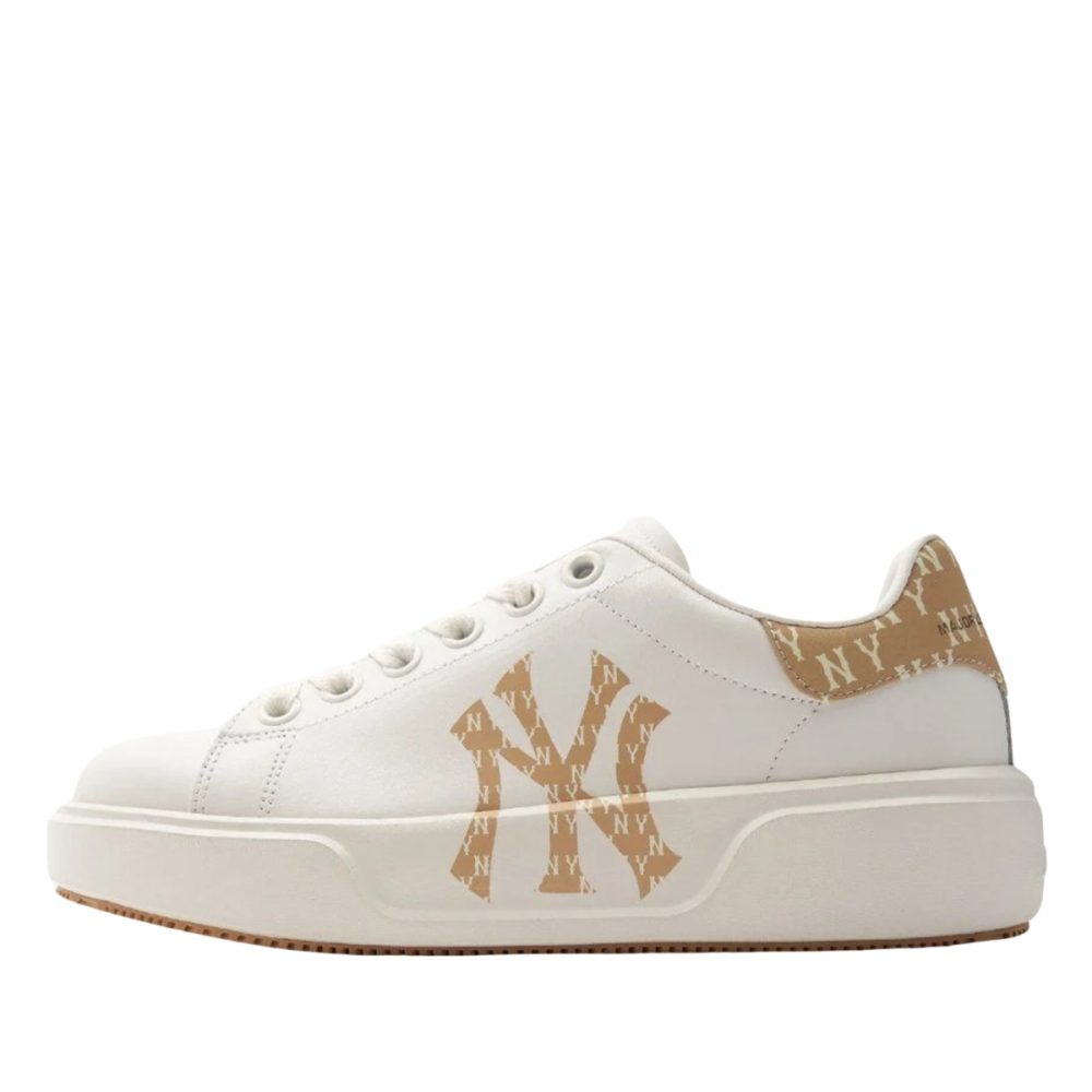 Giày MLB Chunky Classic A Heel Monogram New York Yankees White Gold 3ASXCCH3N-50SAL