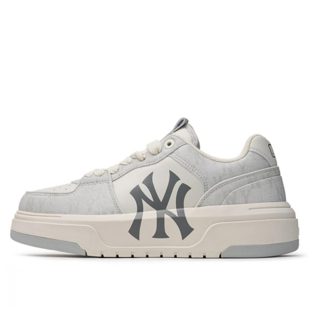 Giày MLB Korea Chunky Liner Denim Classic Mono New York Yankees Grey 3ASXCLD4N-50GRS